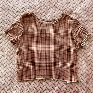 American Eagle Cropped Waffle Baby Tee Womens Size XS